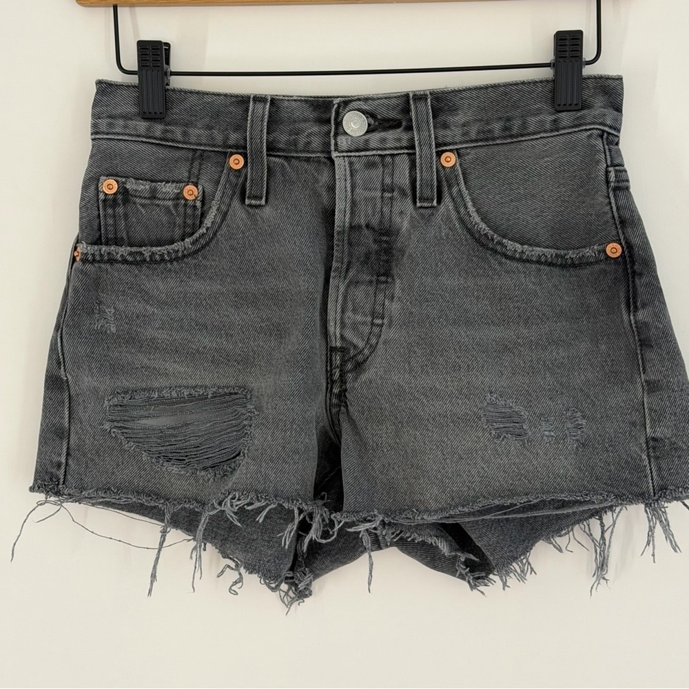 Levi's 501 Women's Cut-Off Denim Shorts Button Fly Gray Size 24